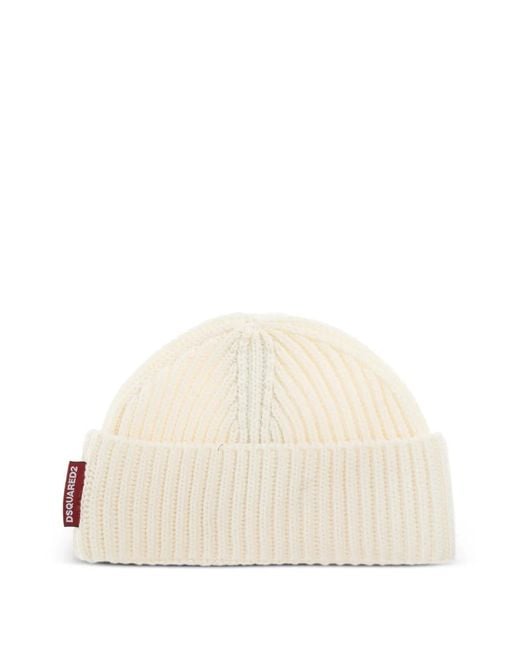 DSquared² Beanie Mit Gestricktem Schal in White für Herren