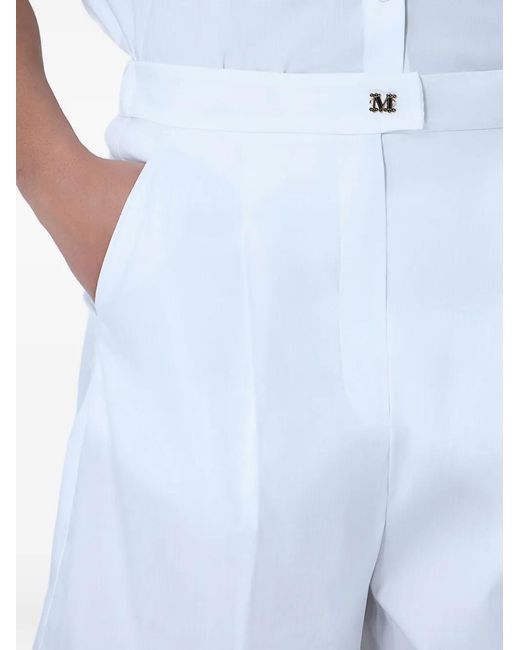 Max Mara White Pleated Tailored Shorts