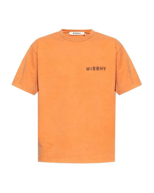 Camiseta de algodón con logo estampado M I S B H V de hombre de color Orange