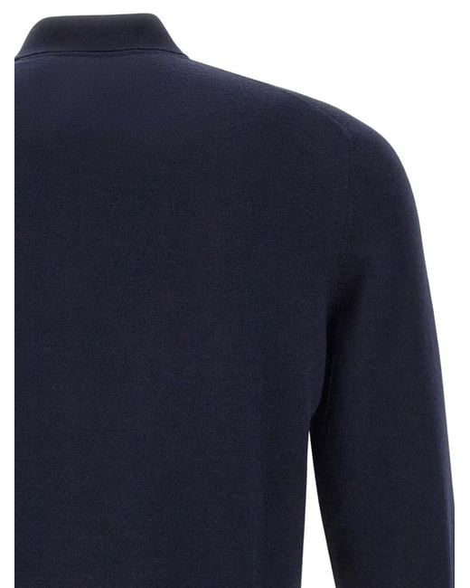 Gran Sasso Blue Half-Zip Long-Sleeve Polo Shirt for men