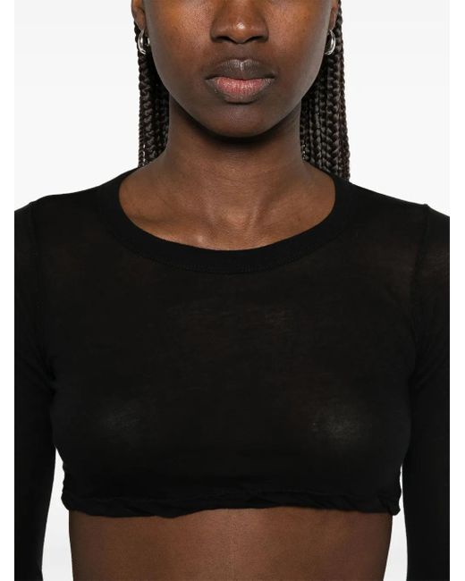 Rick Owens クロップド ロングtシャツ Black