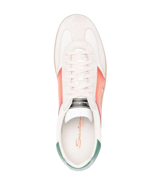 Santoni Pink Colourblock Panelled Sneakers for men