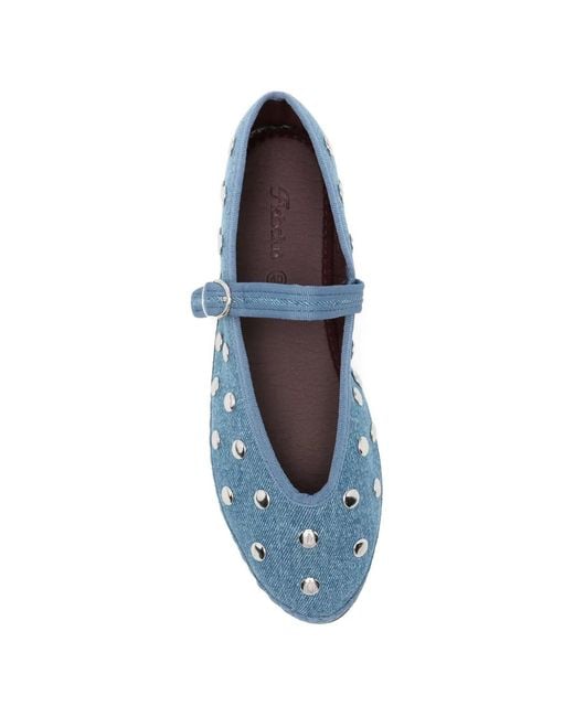 Flabelus Blue Mae Stud-Embellished Ballet Flats