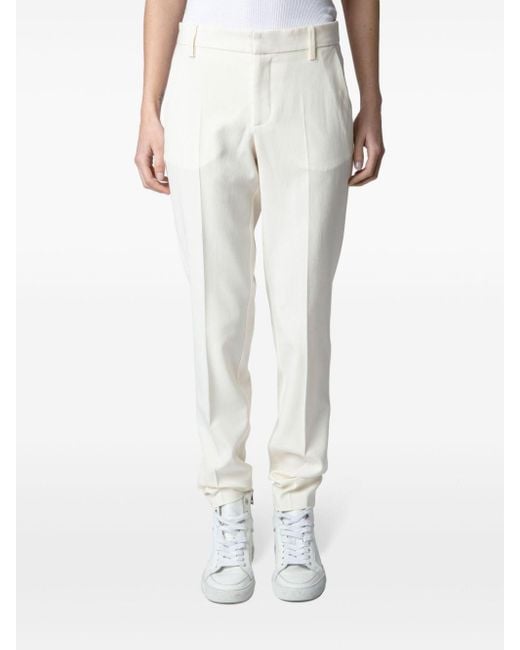Zadig & Voltaire White Prune Tapered Crepe Trousers