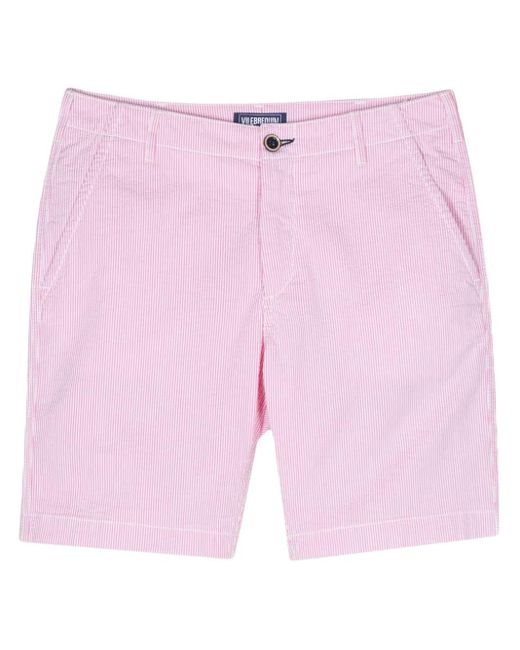 Vilebrequin Pink Seersucker Striped Bermuda Shorts for men