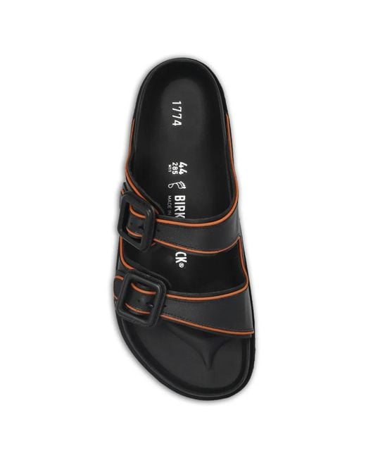 Birkenstock Black Arizona Buckle-Fastening Leather Slides for men