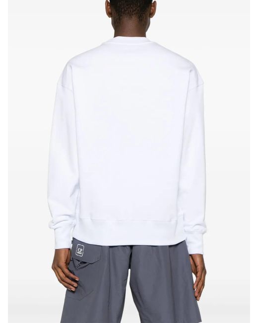 MSGM White Logo-Print Cotton Sweatshirt for men