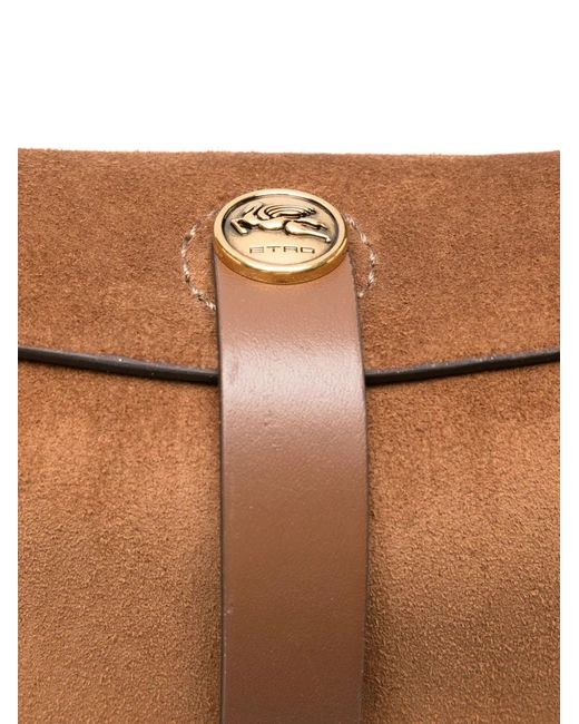 Etro Brown Crossbody Pony Xl Fringes 44,5X31,5X3 Cm
