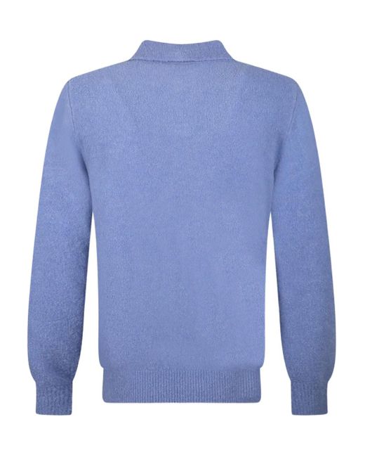 GALLIA Blue Embroidery Polo Shirt for men