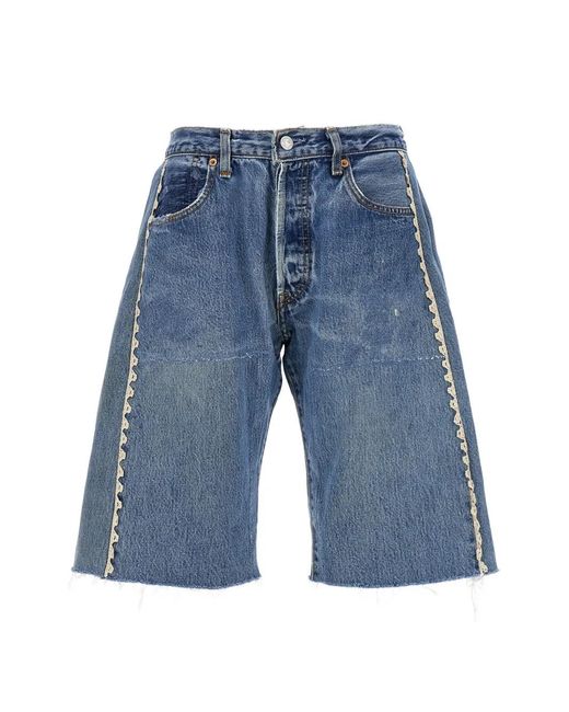 B Sides Blue Lasso Lace Frayed Bermuda Shorts