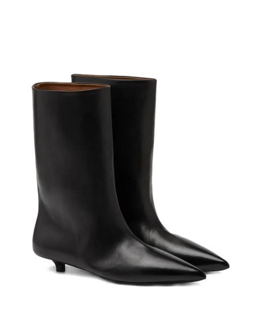 Marsèll Black Spino Pointed-Toe Leather Boots