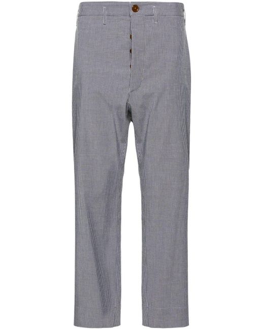 Vivienne Westwood Gray Cruise Gingham-check Cropped Trousers for men