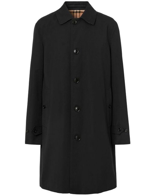 Burberry Black Single-breasted Cotton Coat for men