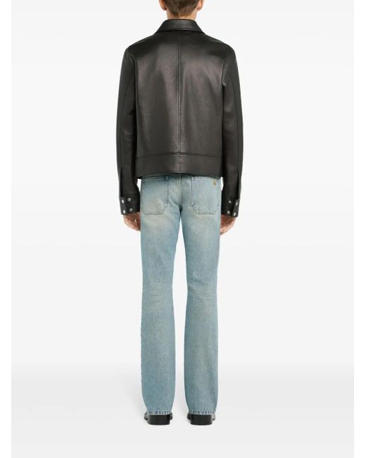 Courreges Black Zip-Up Leather Jacket for men