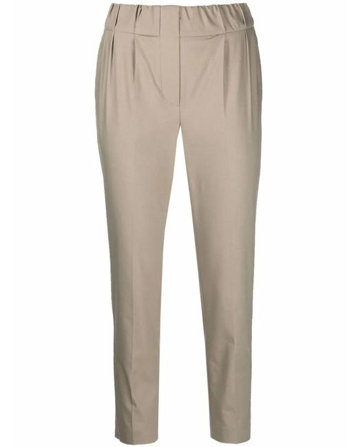 Brunello Cucinelli Natural Cropped Straight-Leg Trousers