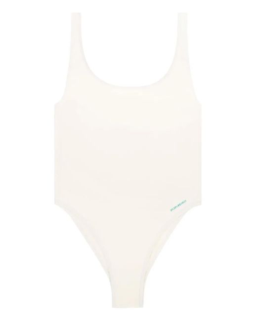 Sporty & Rich White Carla Logo-Print Swimsuit