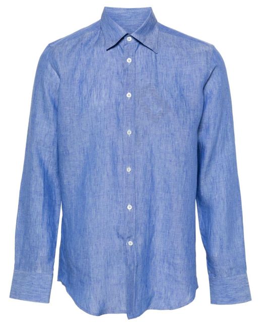 Canali Linnen Overhemd in het Blue voor heren