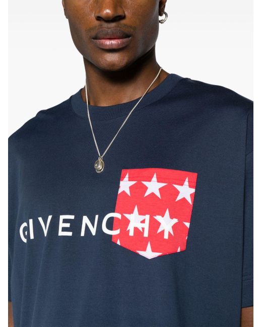 Camiseta con logo estampado Givenchy de hombre de color Blue