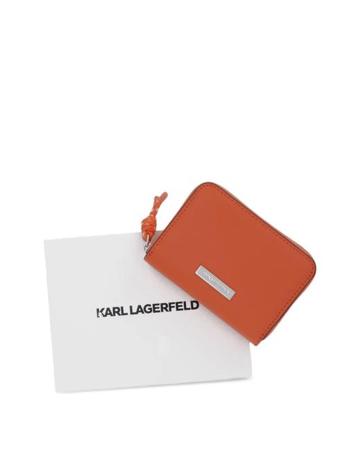 Karl Lagerfeld Orange Ikon Zip-Around Wallet