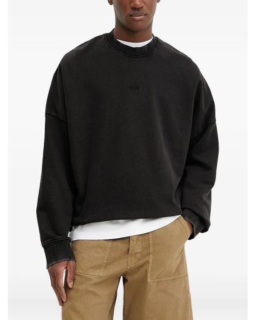 Won Hundred Black Embroidered-Logo Sweatshirt for men