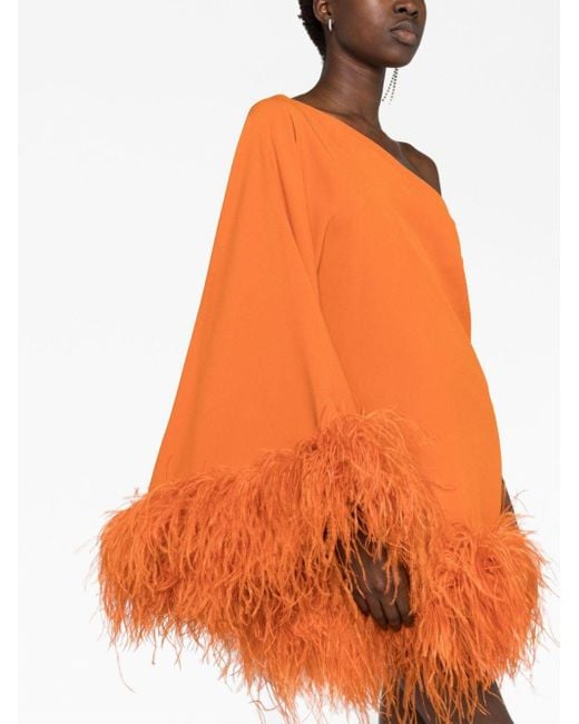 Vestido corto Piccolo Ubud con ribete de plumas ‎Taller Marmo de color Orange