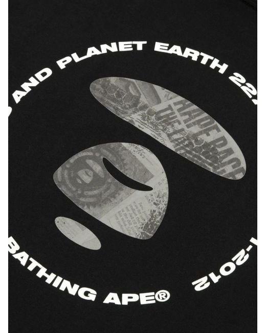 Aape By A Bathing Ape Black Moonface Logo-Print T-Shirt for men