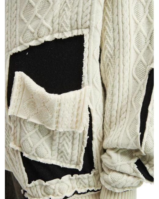 Y's Yohji Yamamoto Kabelgebreid Vest Met Patchwork in het White