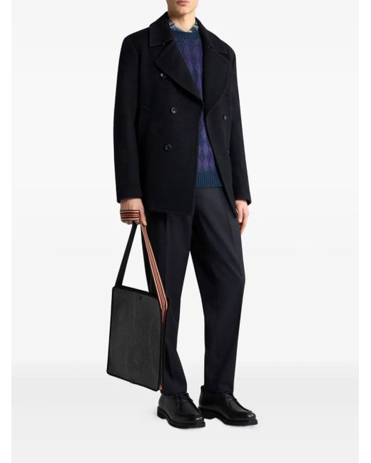Etro Blue Jacquard Diamond-Pattern Sweater for men