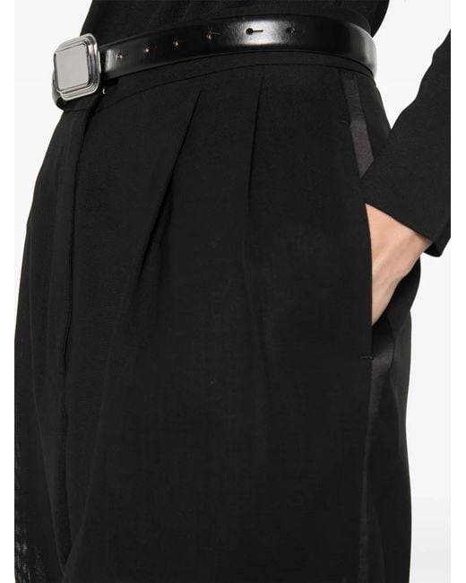 Tom Ford Black Satin-Trimmed Pleated Trousers