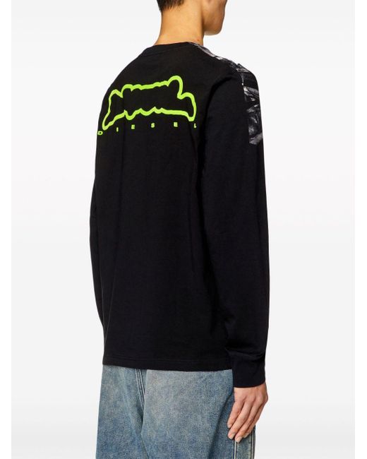 DIESEL Black T-just-ls-n Abstract-print Sweatshirt for men