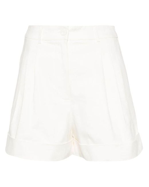 Essentiel Antwerp White Faint Wide-leg Shorts