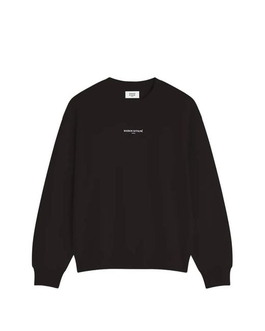 Maison Kitsuné Black Logo-Print Cotton Sweatshirt for men