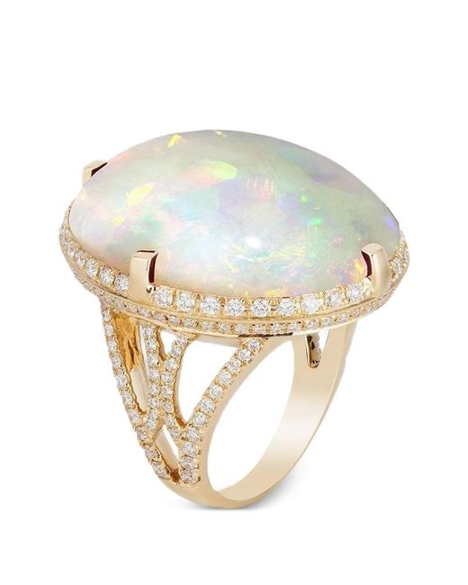 Goshwara White Bague G-One Sertie D'Opale Et De Diamants