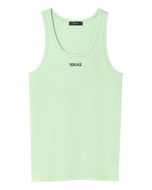 Versace Geripptes Trägershirt mit Logo in Green für Herren
