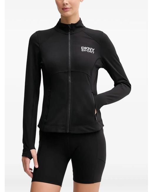 DKNY Black Zip-Up Long-Sleeved Top
