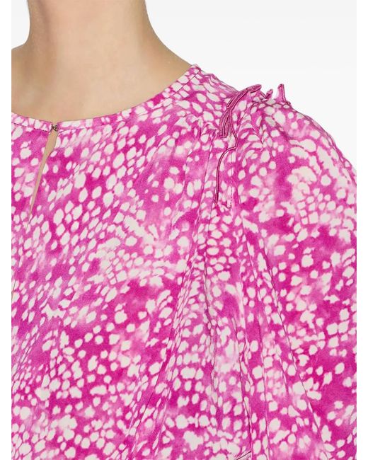 Isabel Marant Pink Zarga Abstract-Print Bluse