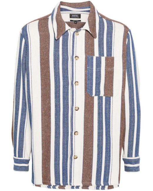 A.P.C. Blue Stefan Striped Shirt for men