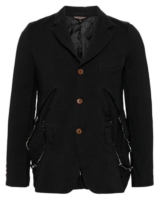 COMME DES GARÇON BLACK Blazer Met Gerafeld Detail in het Black