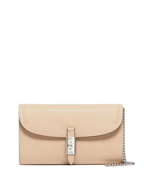 Pinko Natural Chain-Strap Leather Clutch