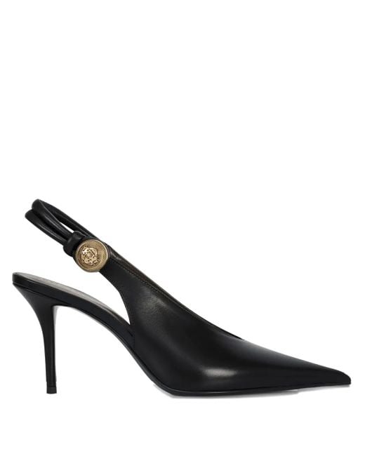 POTAMY Black 100Mm Leather Heeled Pumps