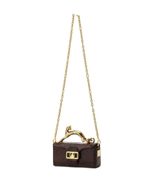 Lanvin Brown Mini Sac À Main À Effet Peau De Python