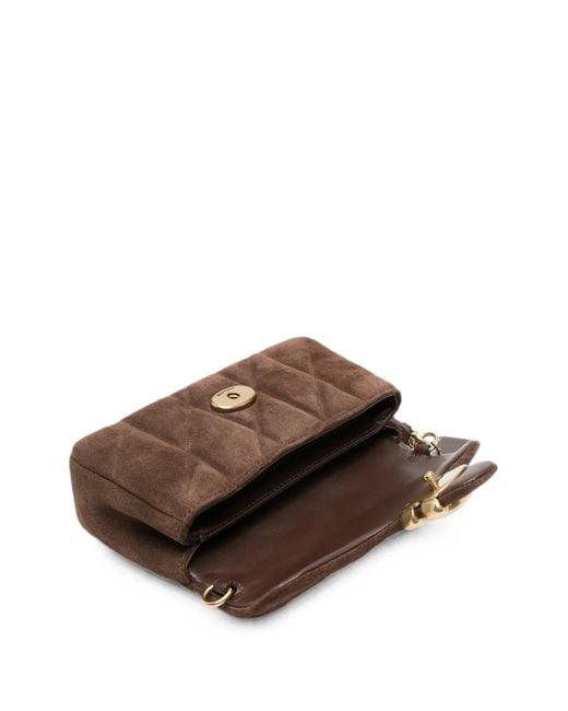 COACH Brown Sac Porté Épaule En Daim Matelassé Tabby