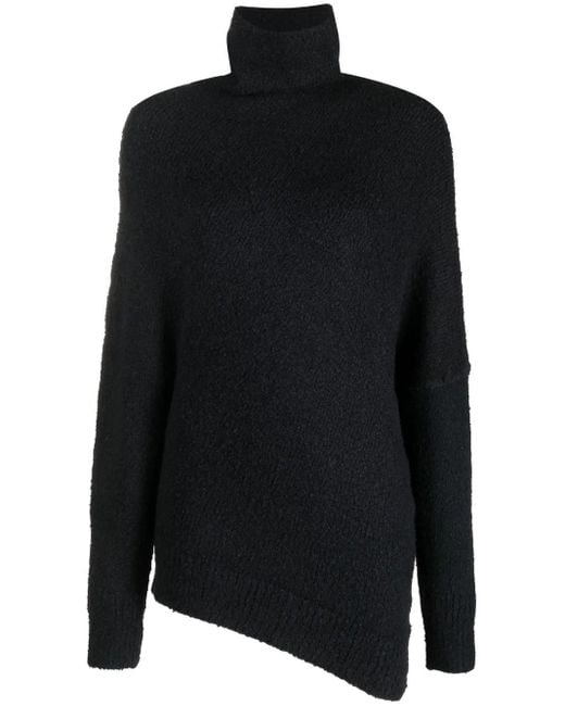 Proenza Schouler Black Fuzzy Boucle Asymmetric Sweater