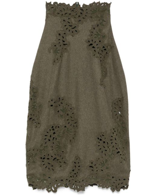 Ermanno Scervino Rok Met Geborduurde Bloemen in het Green
