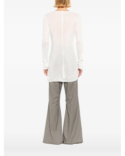 Rick Owens White Long-Sleeve Ribbed T-Shirt for men