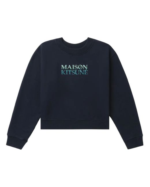 Maison Kitsuné Blue Logo-Embroidered Sweatshirt