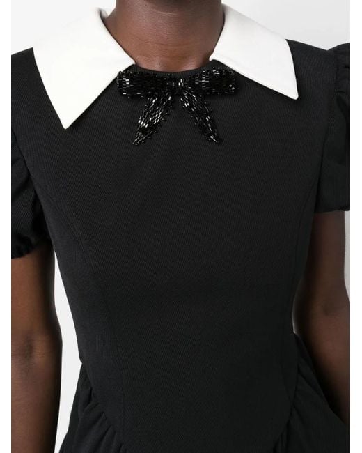 ShuShu/Tong Black Puff Sleeve Tiered Mini Dress
