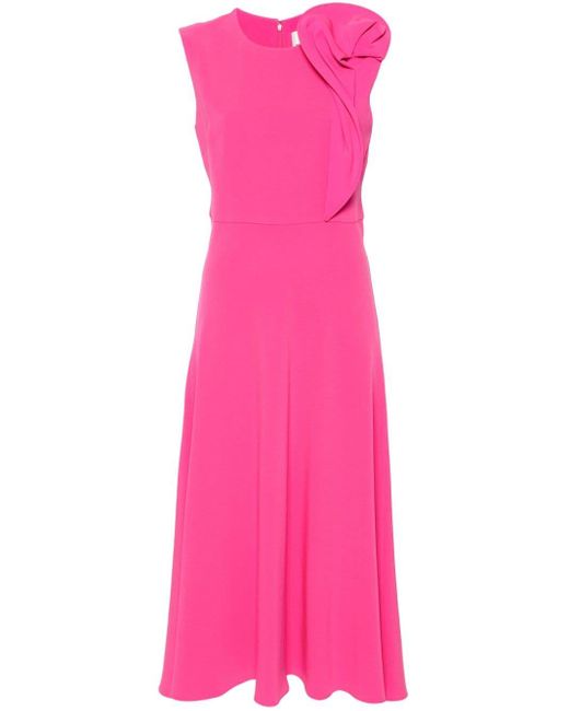 Roland Mouret Pink Floral-appliqué Crepe Midi Dress