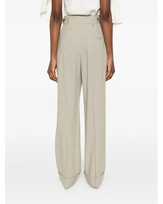 Alberta Ferretti White Pleated Trousers