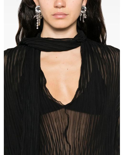 Blumarine Black Pleated Silk Blouse
